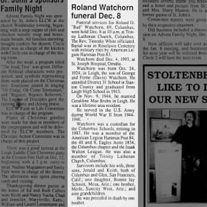 Obituary for Roland D. Watchorn