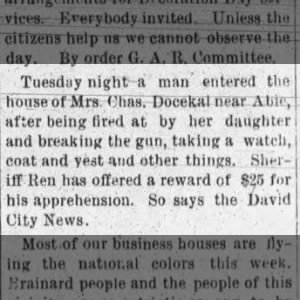Man robs home of Mrs. Charles Docekal